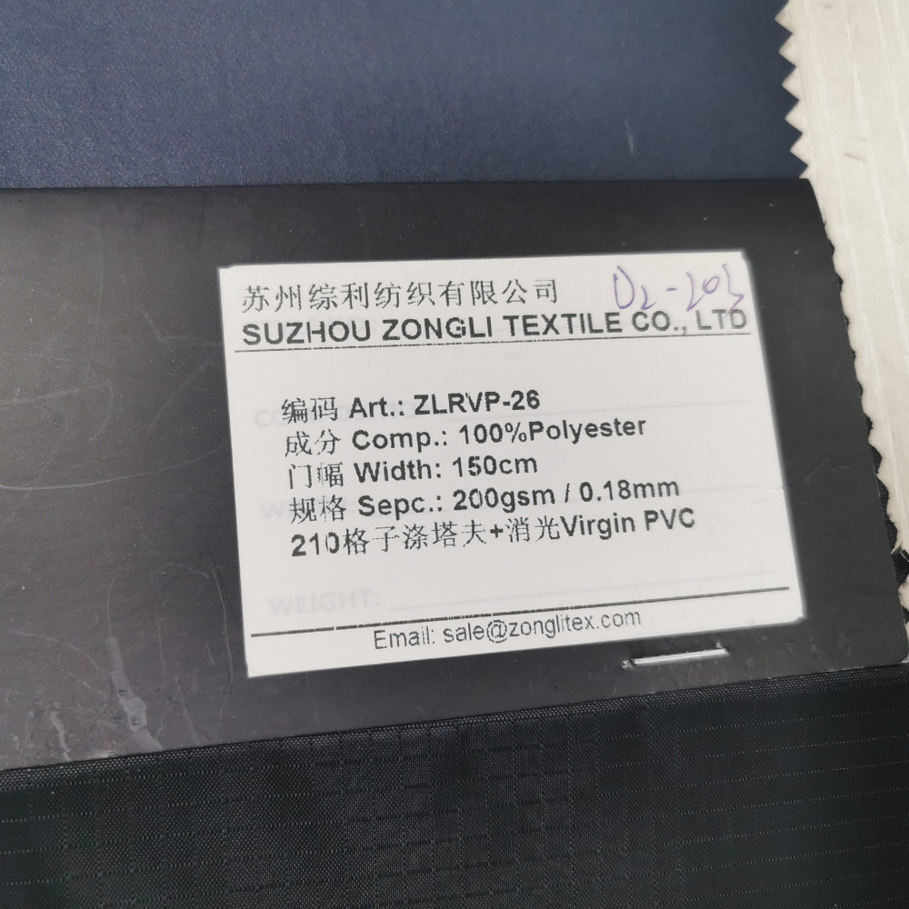 Taffeta poliester ribstop 210T dengan salutan PVC dara kusam penuh 200gsm 0.18mm untuk baju hujan